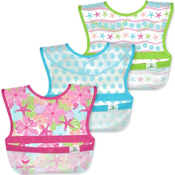 Snap & Go Wipe-Off Bibs (3pk)-9/18mo Pink Shell Floral