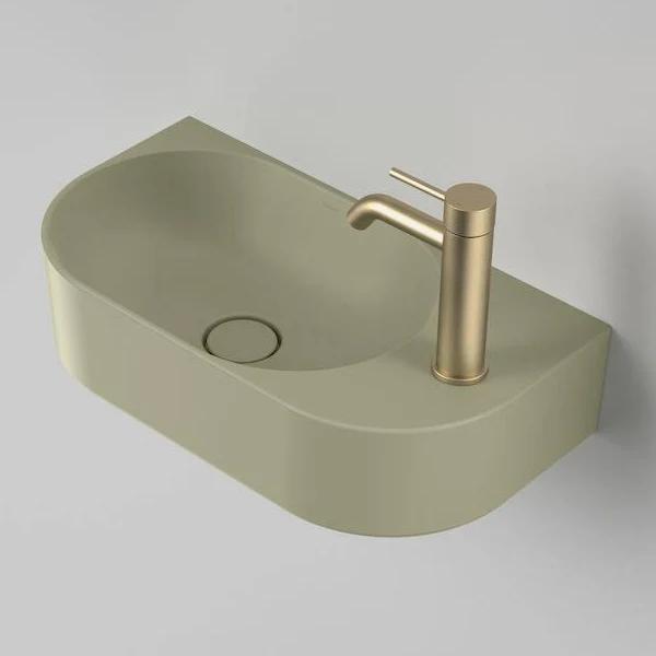 Caroma Liano II Hand Wall Basin 1 Tap Hole Matte Green (Special Order)