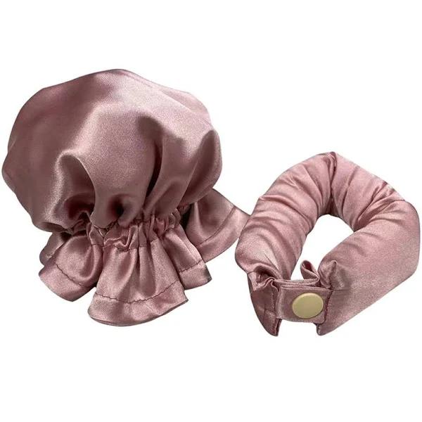 Heatless Hair Curler Bun Bons Hair Rollers with Cap - Pink