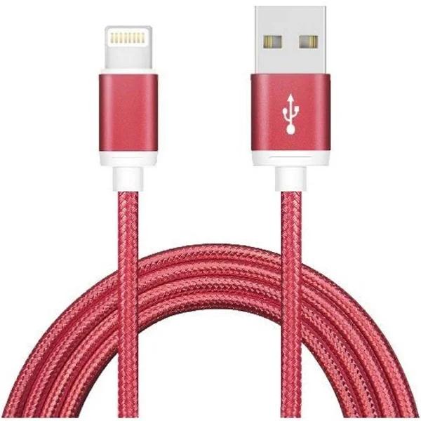 Astrotek 1m USB Lightning Data Sync Charger Red Color Cable For iPhone iPad iPod