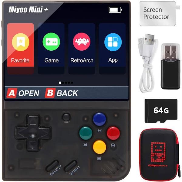 Miyoo Mini Handheld Game Console, 2.8 Inch Portable Retro Video Games Consoles, Open Source Retro Console with 64GB Card & 7000+ Games