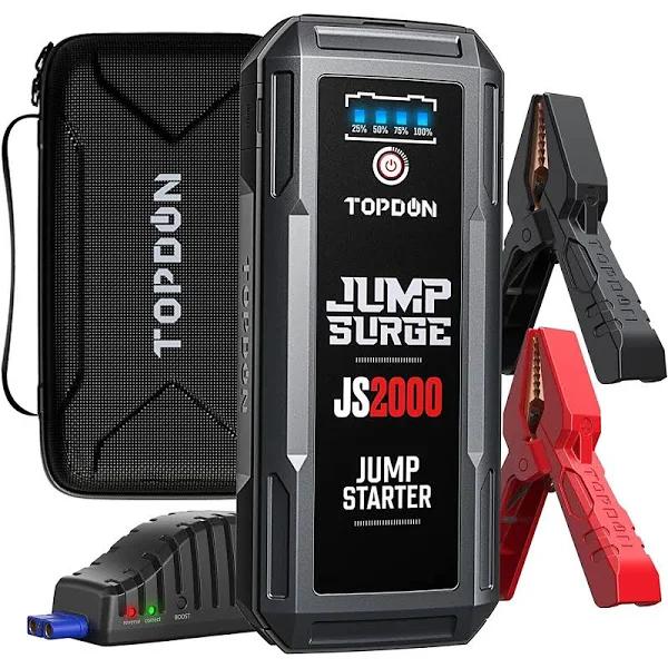 Car Jump Starter Battery Charger TOPDON JS2000 16000mAh 2000A Peak Portable Car Battery Booster