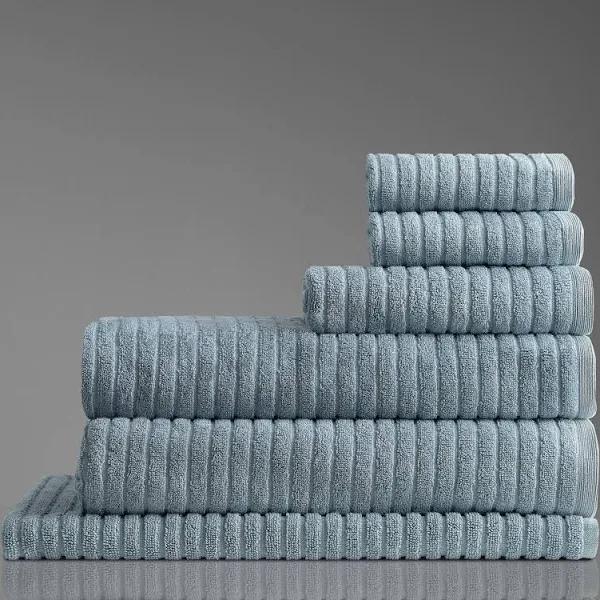 Canningvale Alessia Rib Rib 6 Piece Towel Set - Fresco Blue, Bamboo