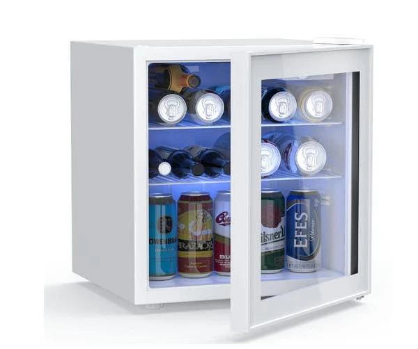 Advwin Mini Bar Fridge Cooler 46L Glass Door Beverage Refrigerator For Beer Soda or Wine, White