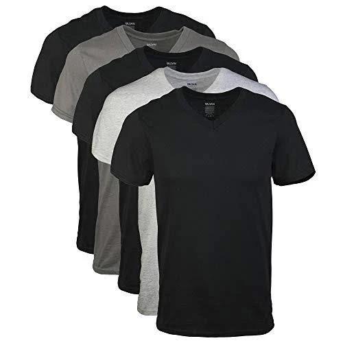 Gildan Men's V-Neck T-Shirts, Assorted, L - 5 pack