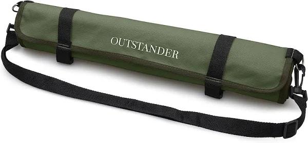 OUTSTANDER Chefs Knife Roll Bag With 11 Slots, Heavy Duty 16oz Waxed Canvas Knives Case For Camping, Waterproof Storage Tool Wrap For Equipment of