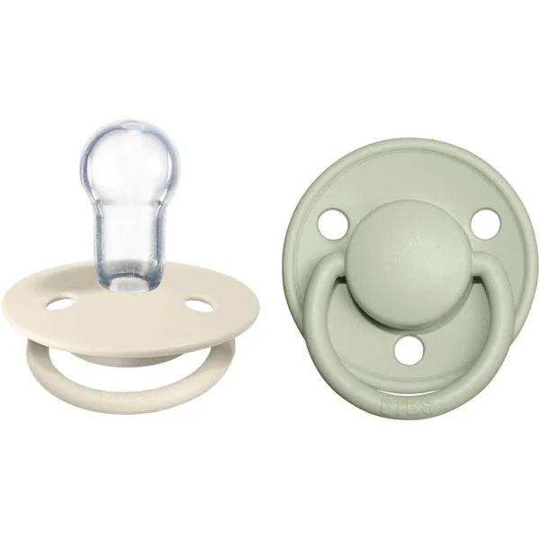 Bibs De Lux Silicone Dummies 2 Pack - Ivory & Sage