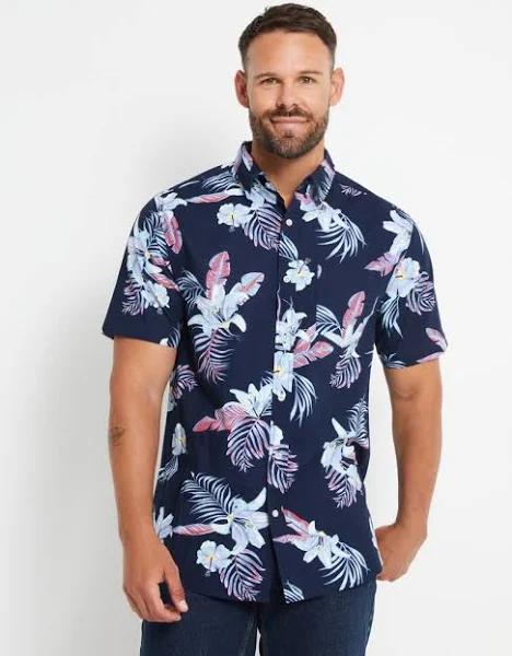 Rivers - Mens Tops - Short Sleeve Printed Cotton Shirt - M