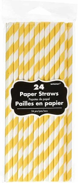 Paper Straws Yellow 24 Pack