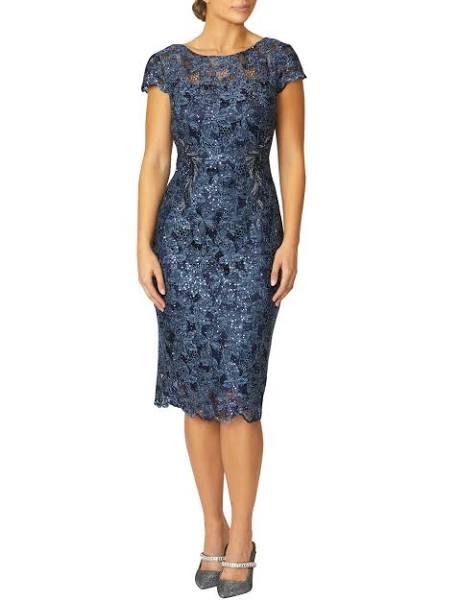 Women's Sequin Lace Shift Dress in Blue | Venetia 08 / Blue