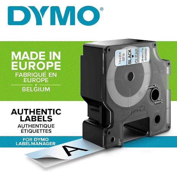 Dymo D1 Black On Clear 24mmx7m Tape