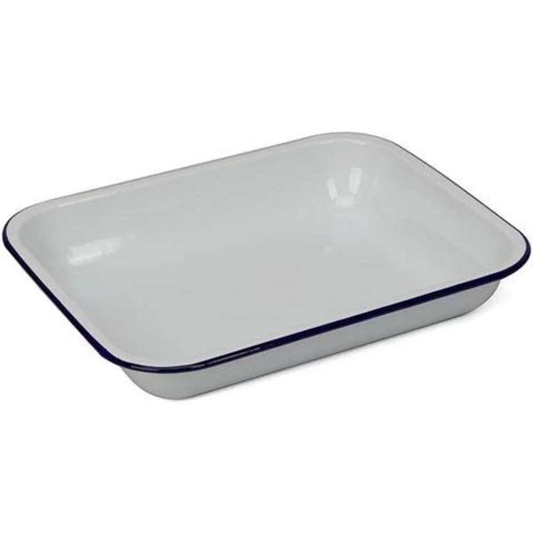 Falcon Enamel Bake Pan White/Blue 31x25cm