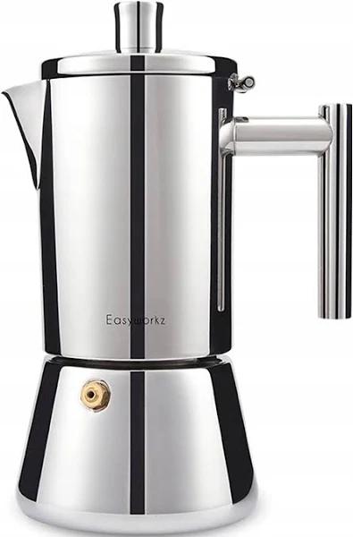 Easyworkz Diego Stovetop Espresso Maker Stainless Steel Italian Coffee Machine Maker 6cup 300ml Induction Moka Pot