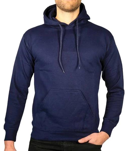 Sannfield Adult Mens 100% Cotton Fleece Hoodie Jumper Pullover Sweater Warm Sweatshirt - Navy - S