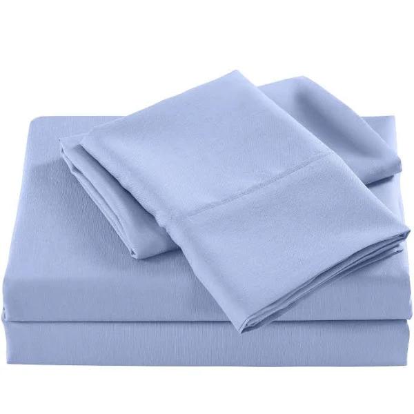 Casa Decor 2000 Thread Count Bamboo Cooling Sheet Set Ultra Soft Bedding - Single - Light Blue