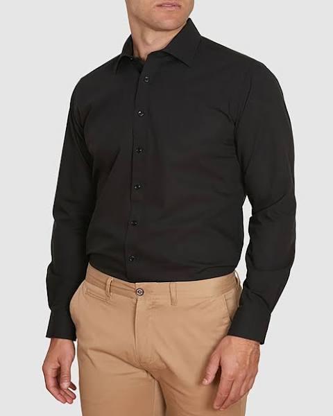 Abelard - Men's Black Long Sleeve Shirts - Slim Fit 4-Way Stretch Shirt - Size One Size, M at The Iconic