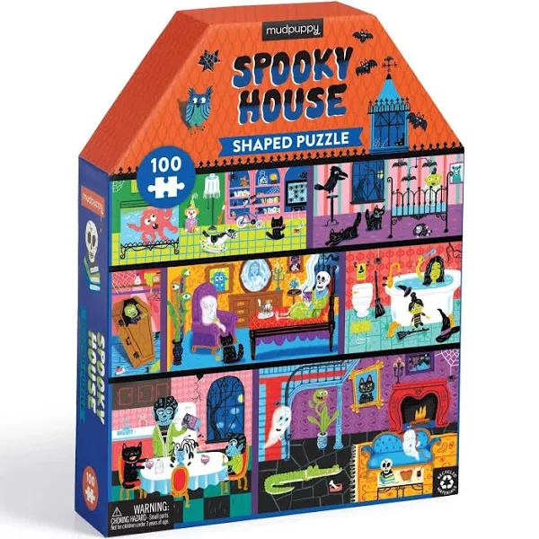 Spooky House 100 Piece House-Shaped Puzzle By Mudpuppy