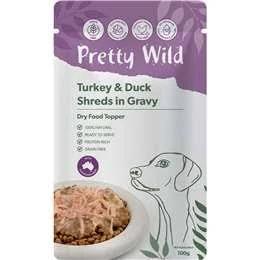 Pretty Wild Dog Food Turkey & Duck Shreds in Gravy 100g