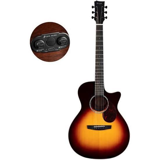 Enya EGA-Q1M 41" Grand Auditorium Solid Spruce and Mahogany Acoustic Guitar - Sunburst - Includes Pickup