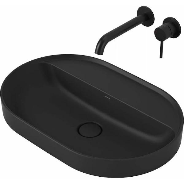 Caroma Liano II 600mm Pill Inset Basin with Tap Landing (0 Tap Hole) – Matte Black - 853100MB