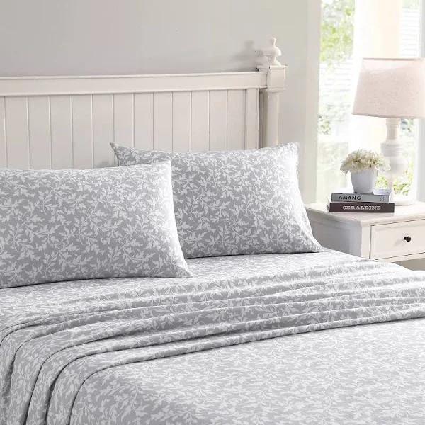 Laura Ashley Home - Queen Sheets, Cotton Flannel Bedding Set, Brushed for Extra Softness & Comfort (Crestwood, Queen)