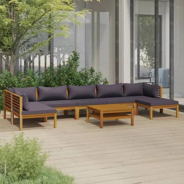 vidaXL 8 Piece Garden Lounge Set With Cushion Solid Acacia Wood