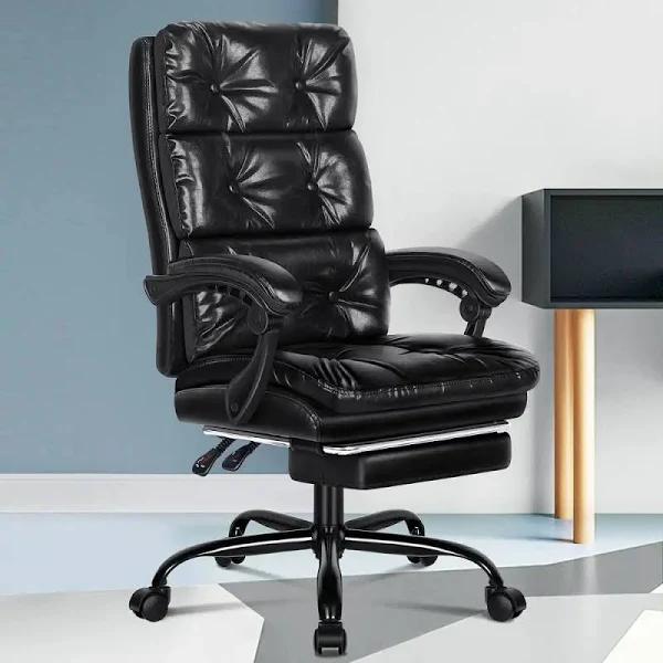 ALFORDSON Office Chair Executive Computer PU Leather Seat Work Recliner Gaming Black - AfterPay & zipPay Available