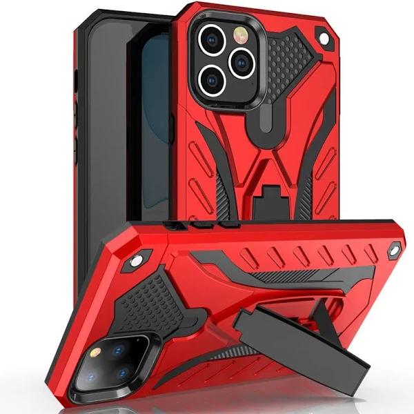 For iPhone 12 Mini Case, Armour Strong Shockproof Tough Cover Kickstand, Red