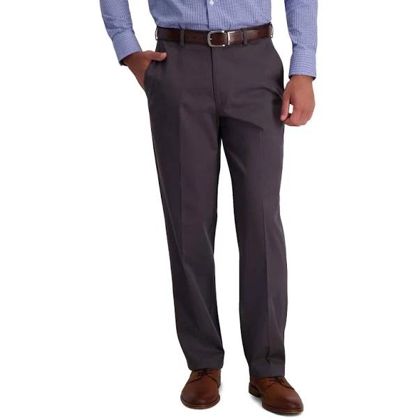 Haggar Men's Iron Free Premium Khaki Classic Fit Flat Front Expandable Waist Casual Pant