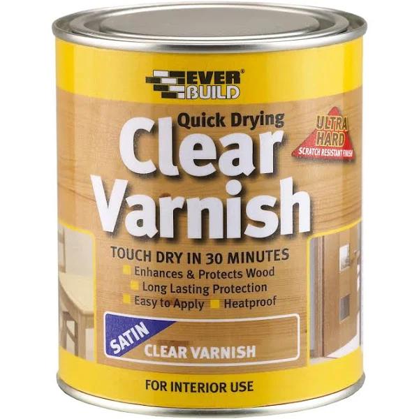 Everbuild EVBWVARCLS07 Quick Dry Wood Varnish Satin Clear 750 ml