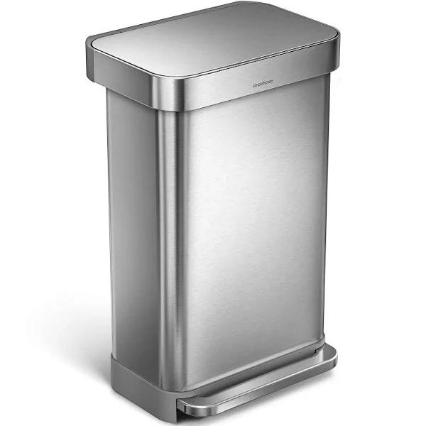 simplehuman 45L Rectangular Step Trash Can Stainless Steel