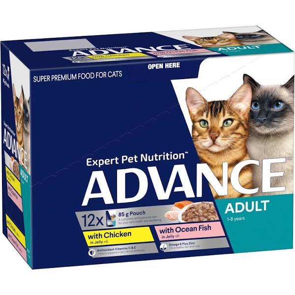 Advance Adult Cat Multi Pack Tender Chunks in Jelly Wet Food 12x85g