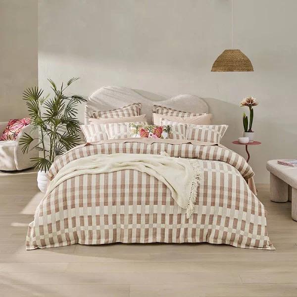 Adairs Sica Mocha Check Quilt Cover Set + Separates - Single