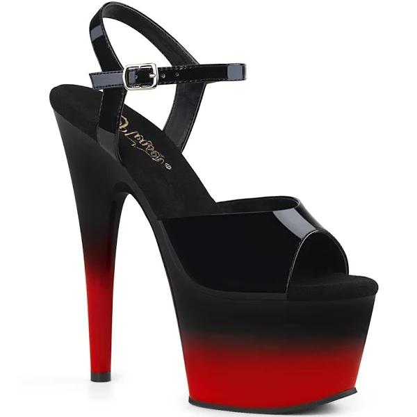 Pleaser ADORE-709BR-H Black/Black Red Sandals Size 8