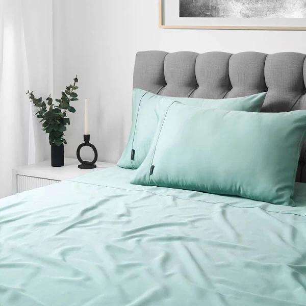 Sheraton Luxury 1000TC Cotton Rich Bed Sheet Set - Aqua Foam - Double - AfterPay & zipPay Available