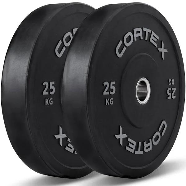 Cortex 25kg Black Series V2 50mm Rubber Olympic Bumper Plate (Pair)