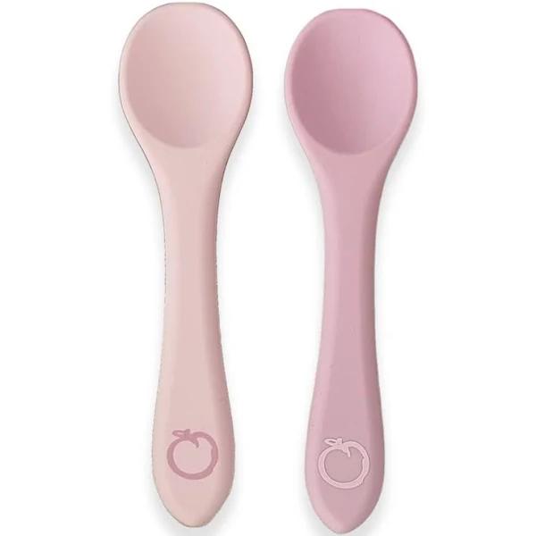 Plum Silicone 2 Piece Spoon Set Powder Pink