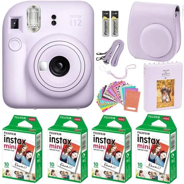 Fujifilm Instax Mini 12 Instant Camera Lilac Purple with Fujifilm Instant Mini Film (40 Sheets) with Accessories Including Carrying Case with Strap,