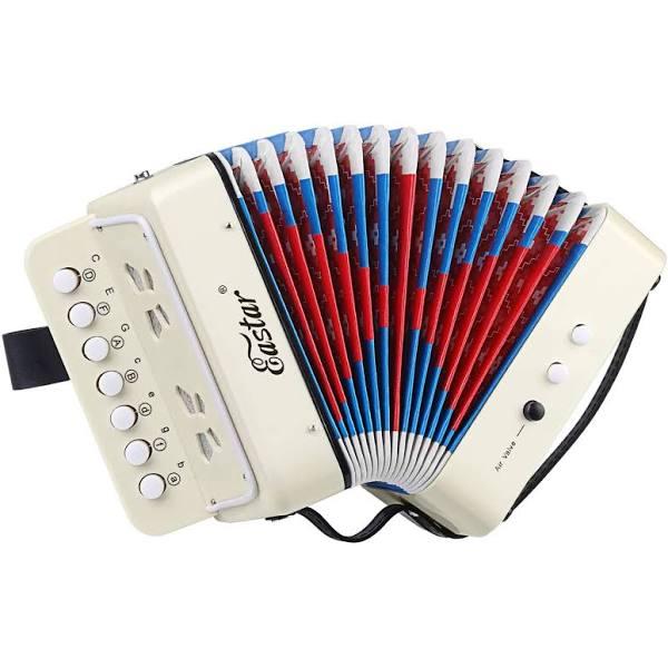 Eastar Accordion 10 Keys Button Educational Musical Instrument, Fully Function Lightweight Accordion, Christmas Gift Choice, White