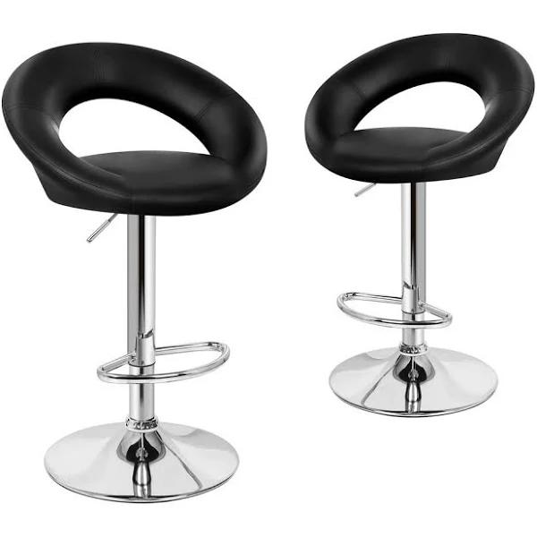 ALFORDSON Set of 2 Bar Stools Kitchen Swivel Chair Leather Gas Lift Ovadia Black - AfterPay & zipPay Available