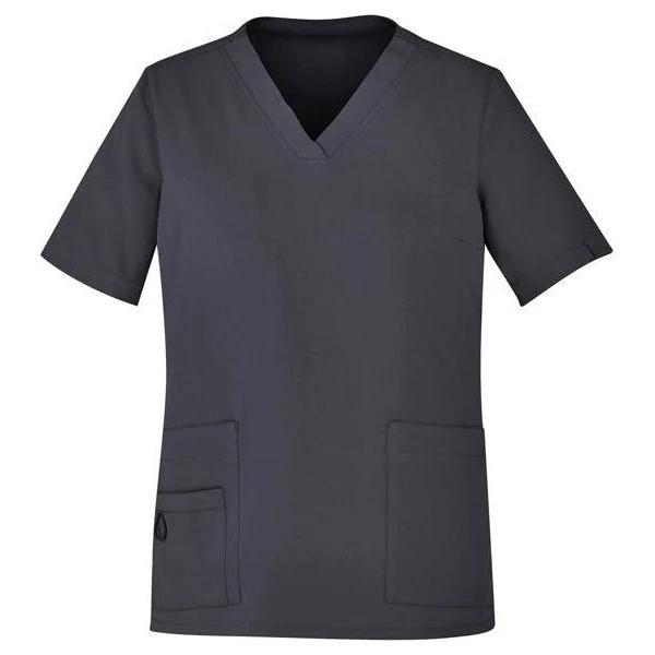 BizCare Womens Avery Easy Fit V-Neck Scrub Top - CST941LS Charcoal / XS