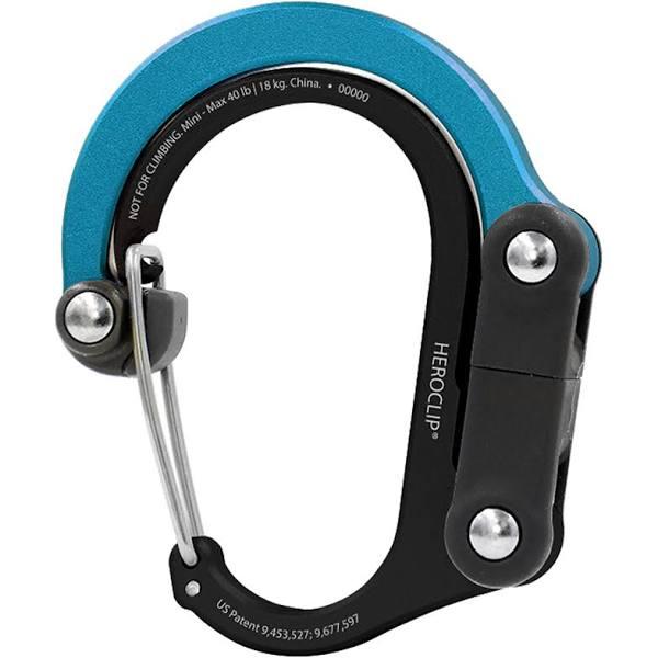 Heroclip Mini Hooked Carabiner, Black Blue