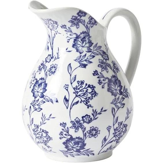 Claymont Flowers Jug Blue and White 22X17.5X25cm | Blue and White | Homewares | Early Settler Furniture