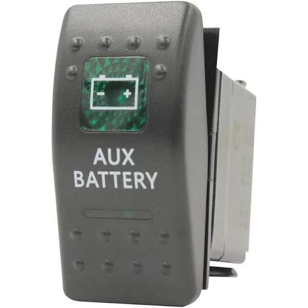 Aux Battery Green Led 12-24V Rocker Switch