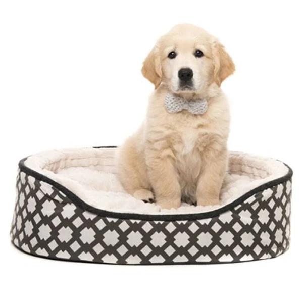 All Day Orthopaedic Oval Dog Basket Cream Grey Small 61x46cm