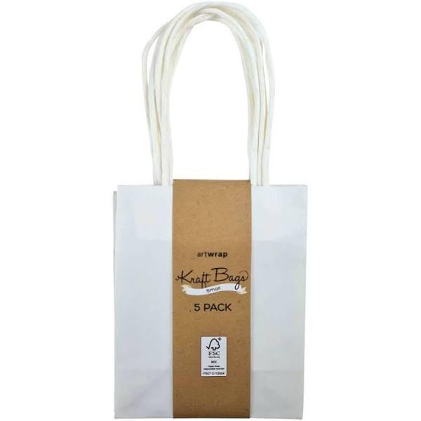 Large White Kraft Gift Bag 5pk