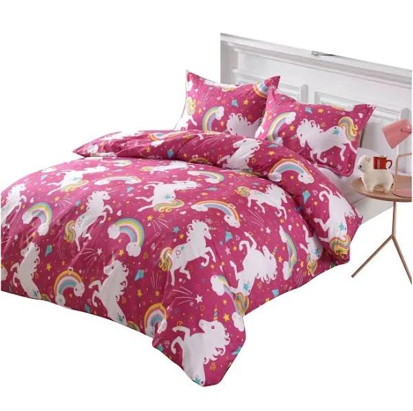 Unicorn1 Ultra Soft Quilt Doona Duvet Cover Set Single Double Queen Super King - Single - AfterPay & zipPay Available