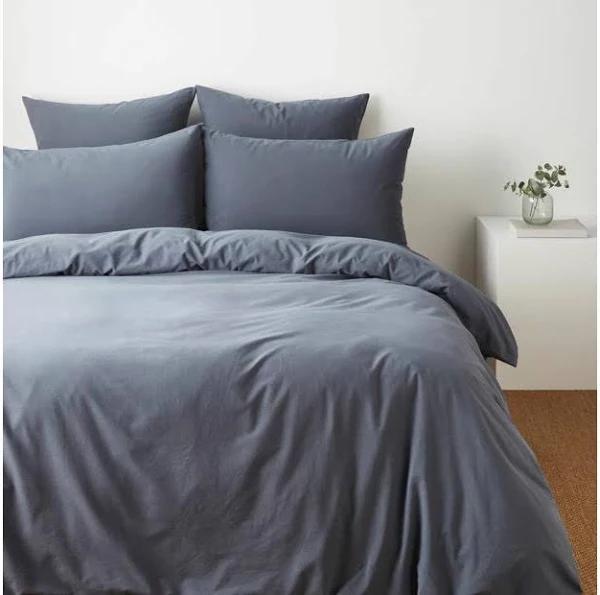 Stonewash Quilt Cover Set | Blue | Size Super King Bed | Cotton | Arlo