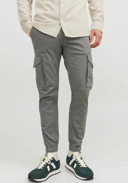 Jack & Jones Intelligence Cuffed Cargo Pant in Grey