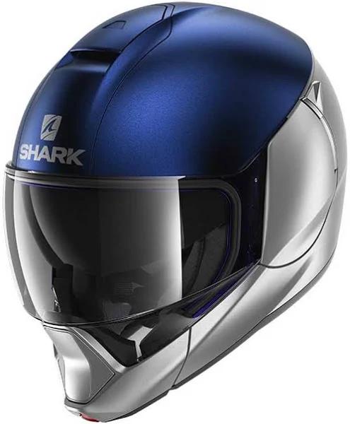 Shark Evojet Blank Dual Helmet, blue-silver, Size M